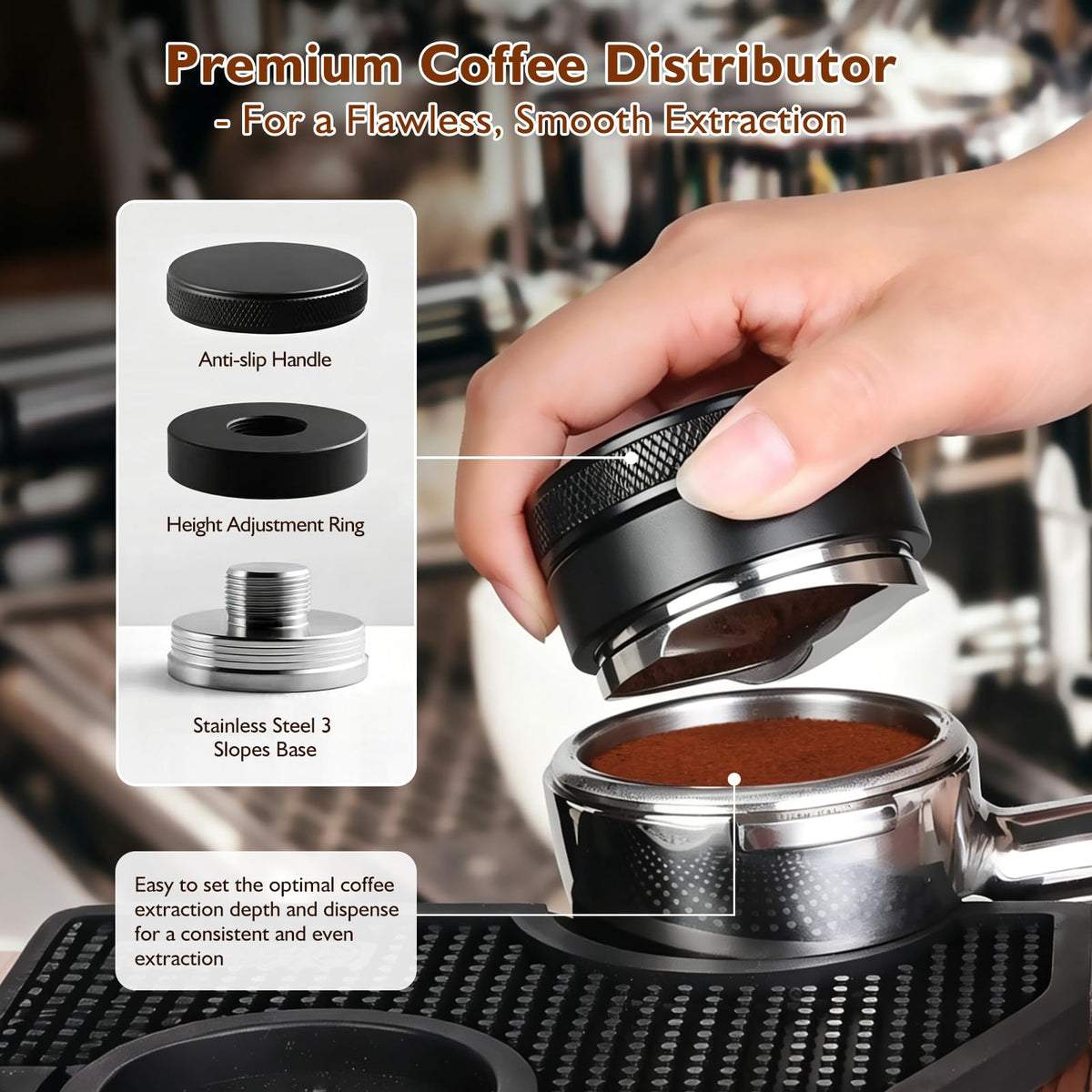54mm 7Pcs Espresso Accessories Kit with Tamper, WDT Tool, Distributor, Puck Screen and Dosing Funnel F697722