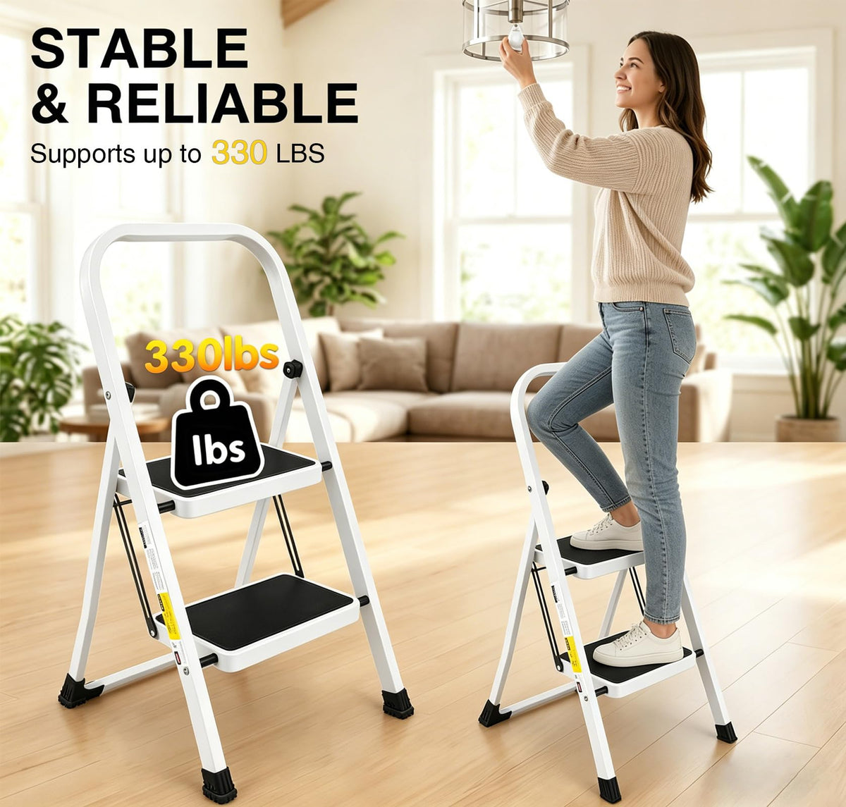 2 Step Folding Stool with Anti-Slip Pedal O8127