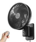 8 Inch Wall Mounted Fan with Remote Control, 4 Speeds, Black M7127