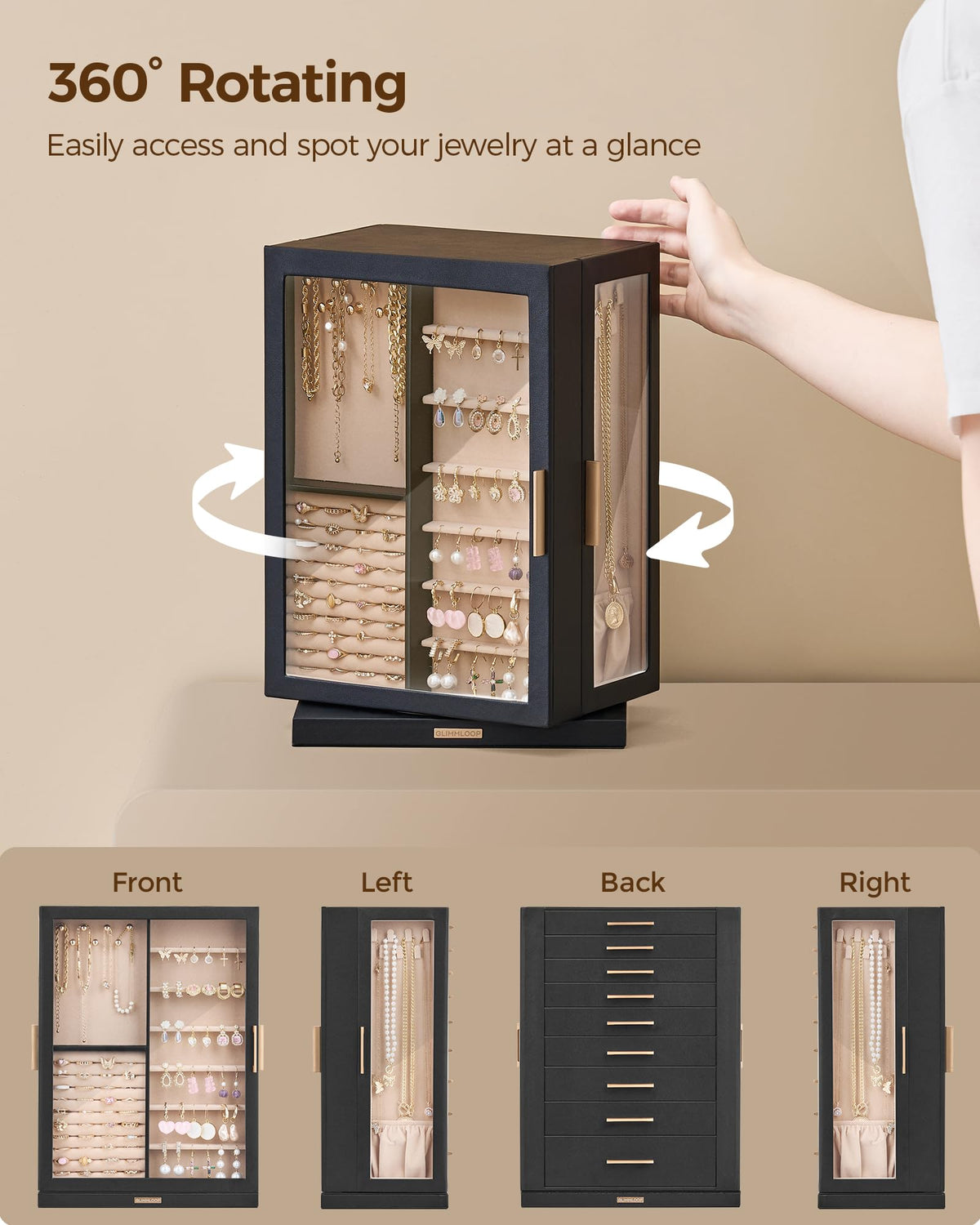 360° Rotating 9 Drawer Jewelry Box Z35684