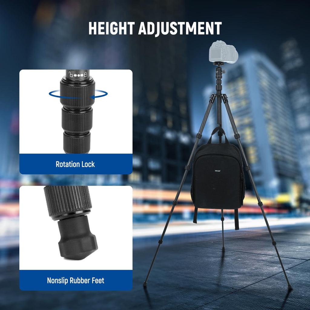 Carbon Fiber Camera Tripod Monopod 65" Lightweight Compact Travel DSLR Video Stand 360° Ball Head 13.2 lbs E963895