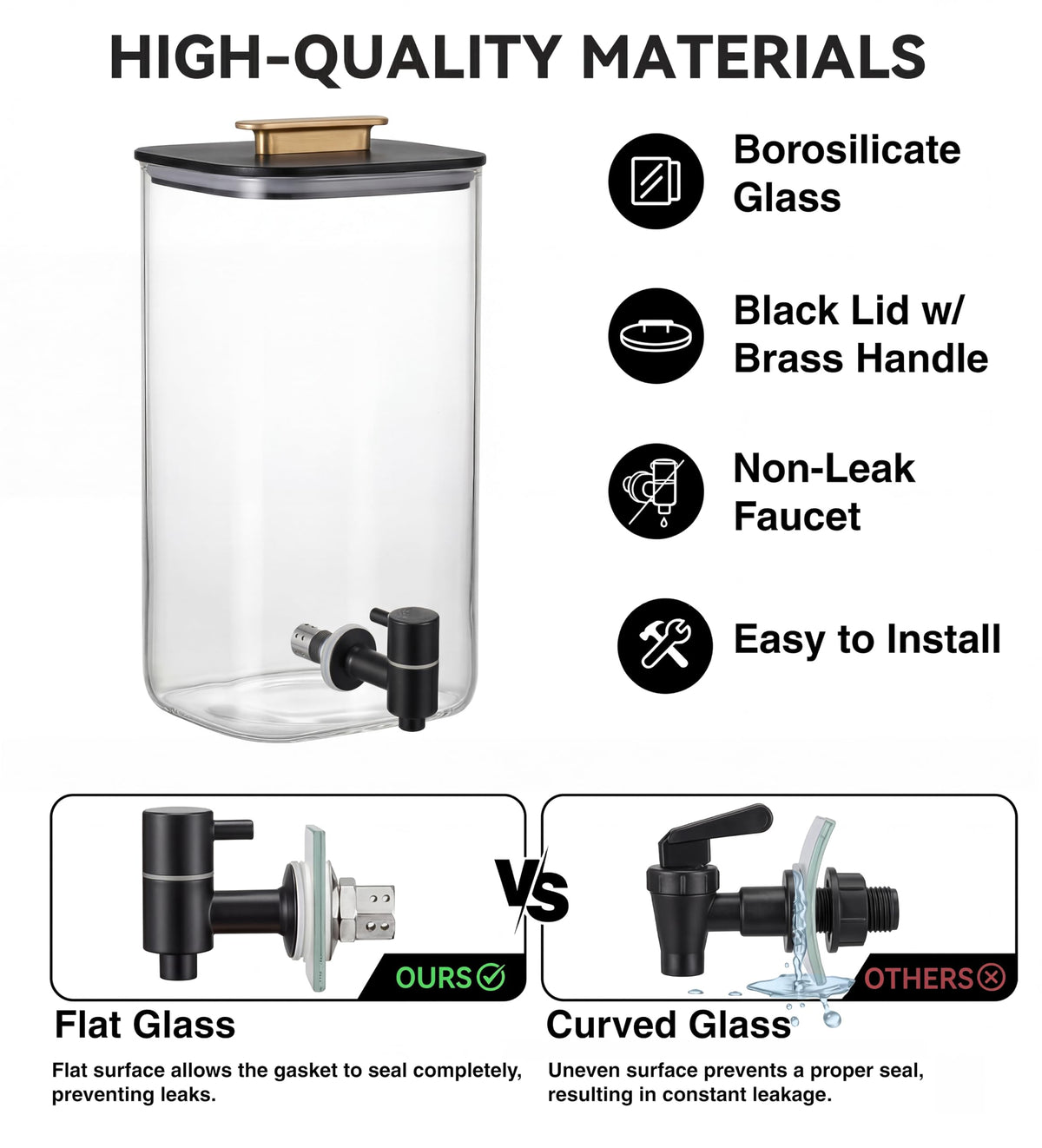 2 PCS 3 Gallon Glass Beverage Dispenser with Wood Stand C342422