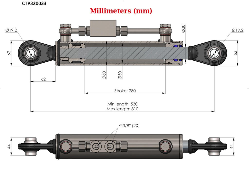 Hydraulic Top Link Cat 1-1 with Locking Block N86267