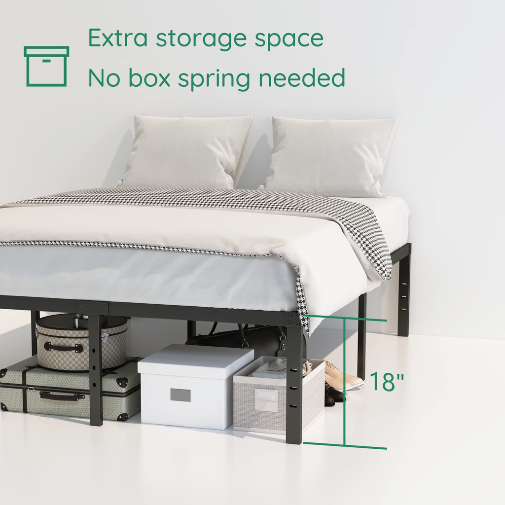 18 Inch High Queen Size Bed Frame with Storage C2688