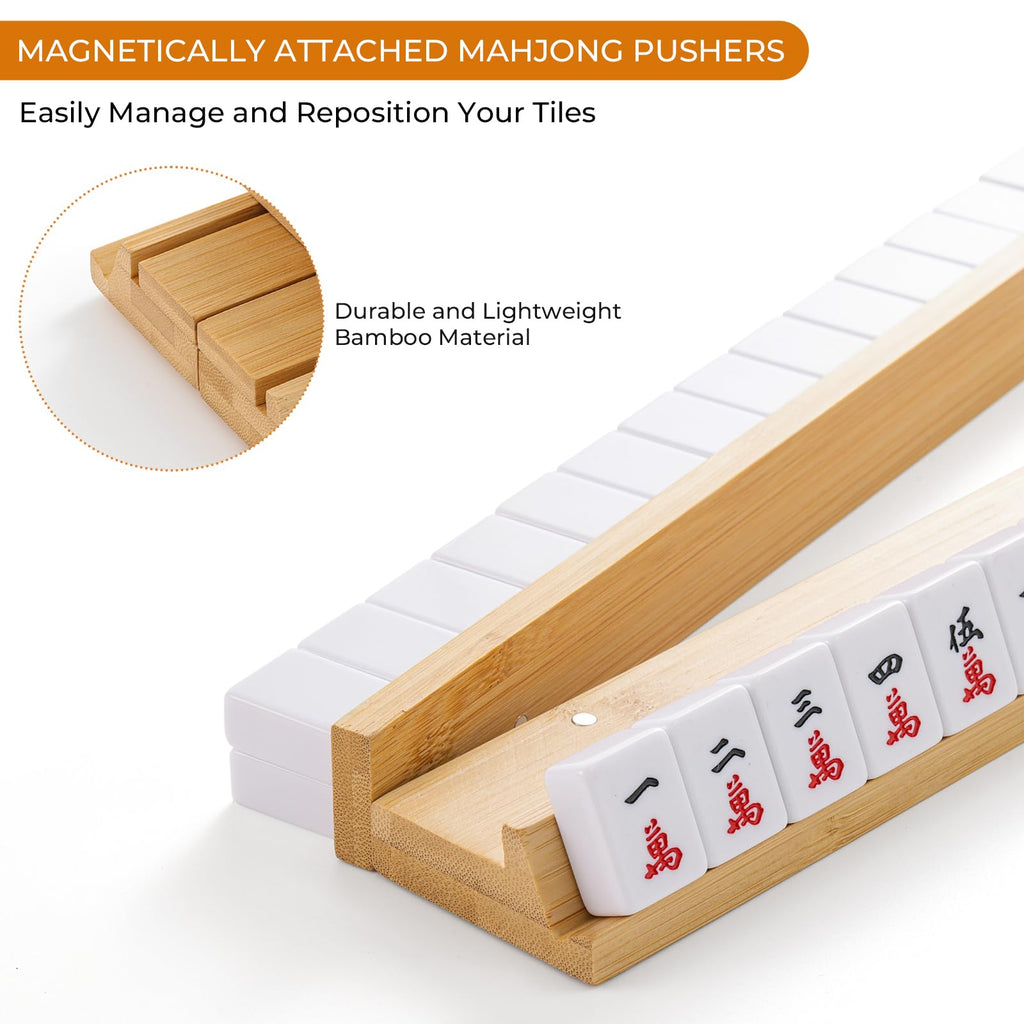 Bamboo Mahjong Racks with Magnetic Pushers D929