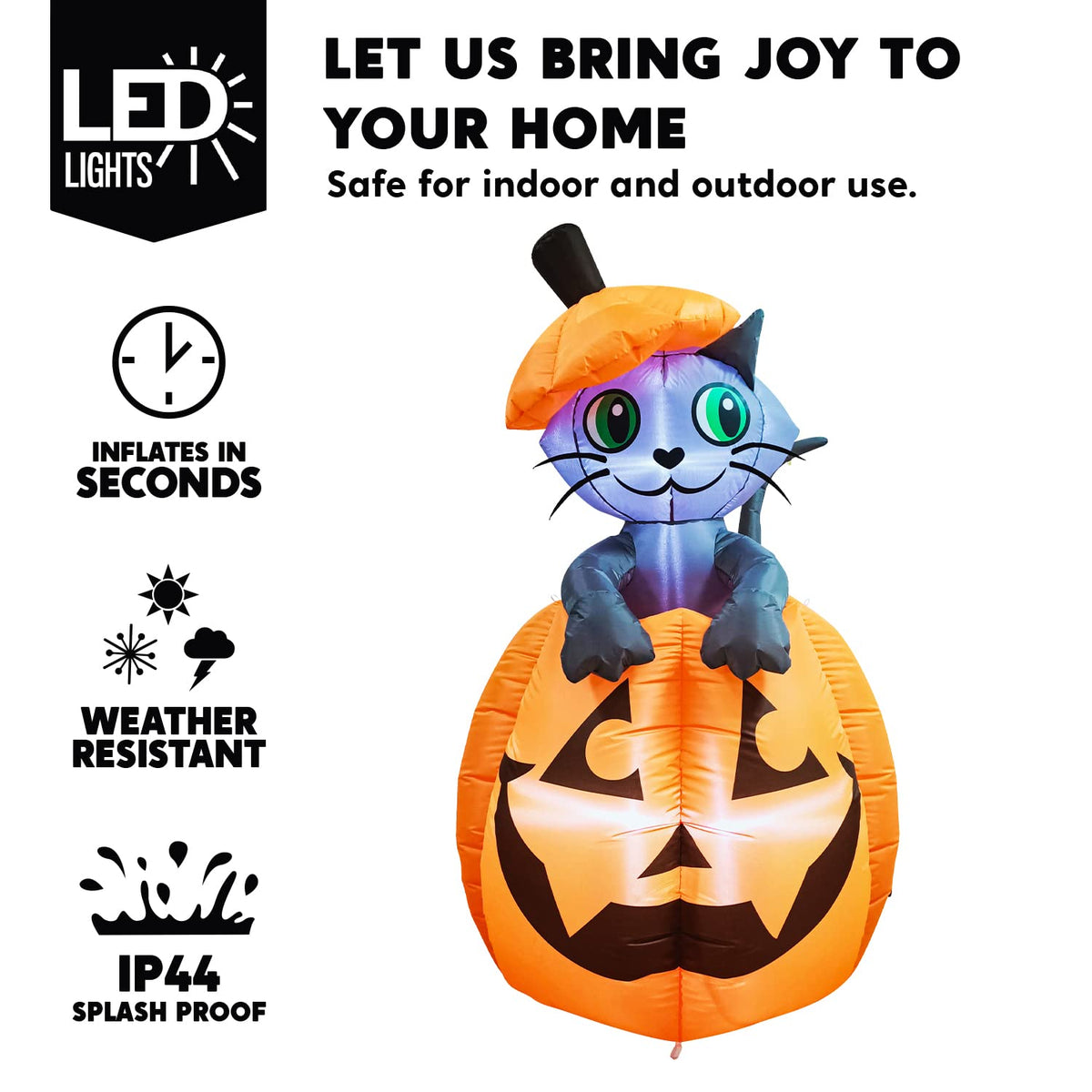 5 FT Animated Pumpkin Inflatable with LEDs T821
