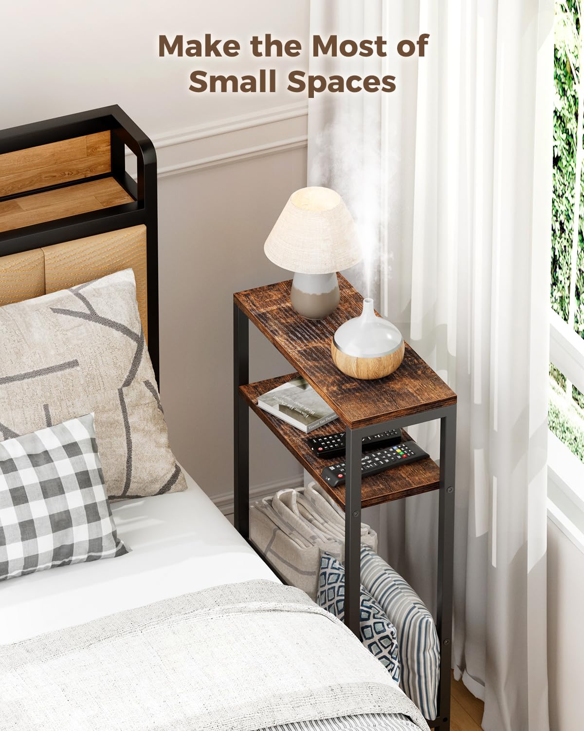 Narrow 3-Tier Wooden Side Table K1410
