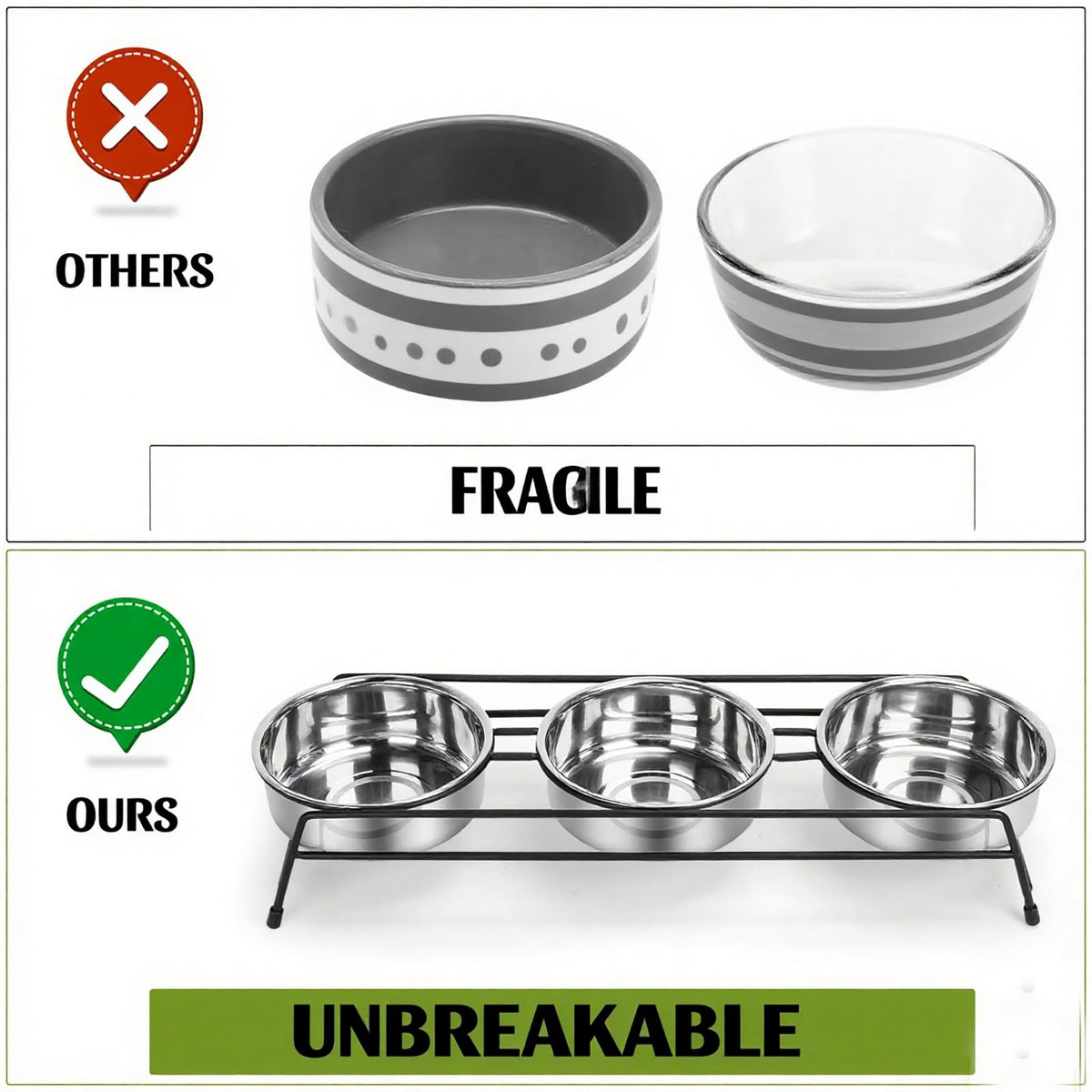 Raised Cat Bowls 3 Stainless Steel A99616