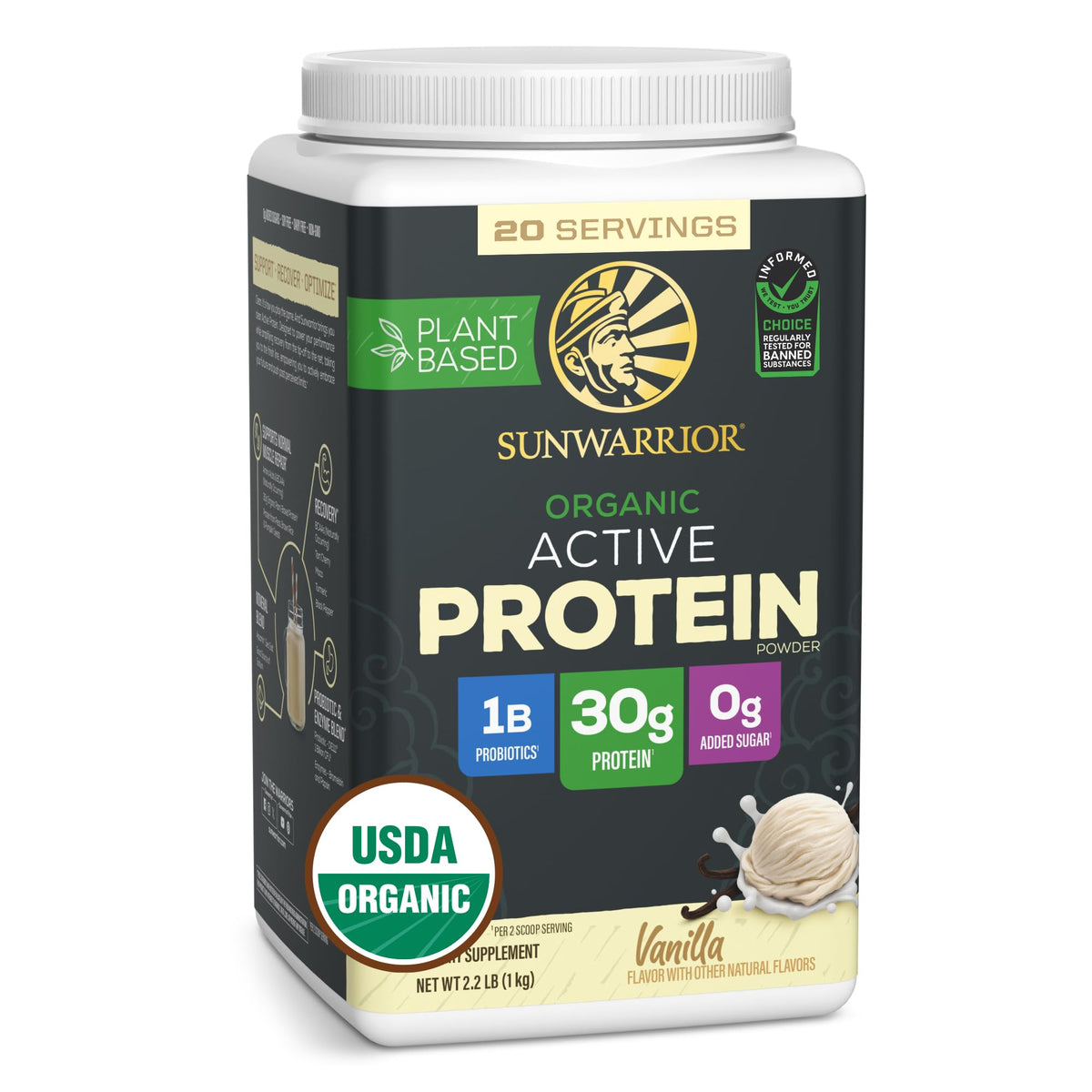 Organic Plant Based Protein Powder, Vegan, Vanilla, 20 Servings K2063