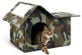 Large Weatherproof Outdoor Cat House with Door and Soft Mat Q7374