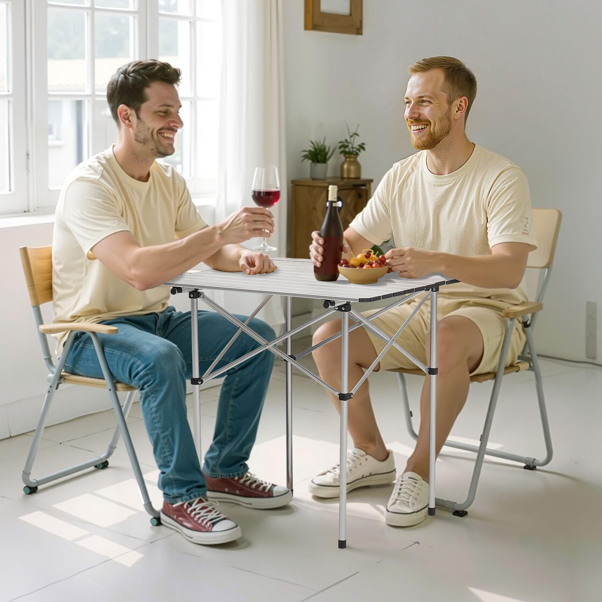 Folding Camping Table 28 inch Silver S877