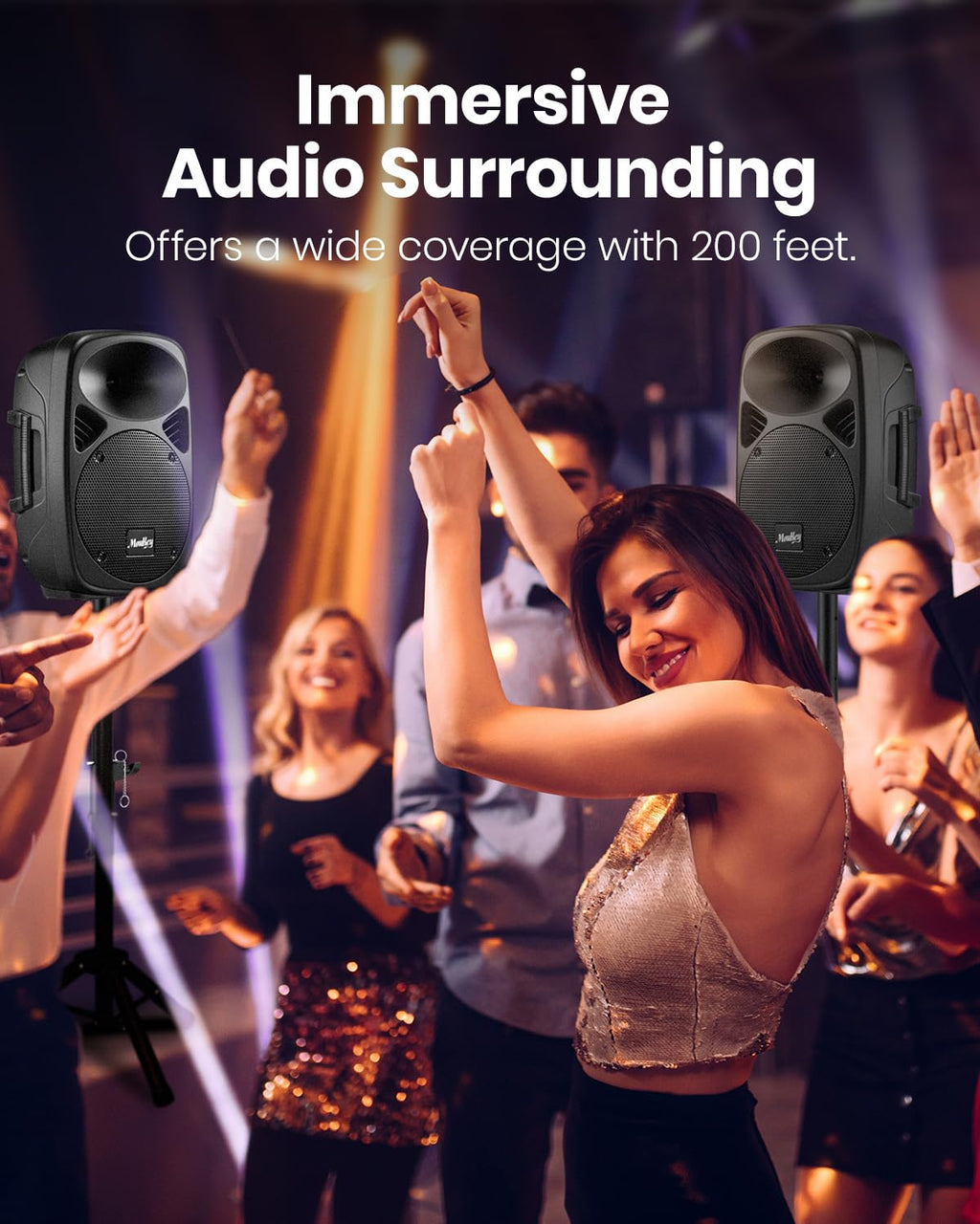8 Inch Rechargeable PA Speakers with Tripod Stands X20345