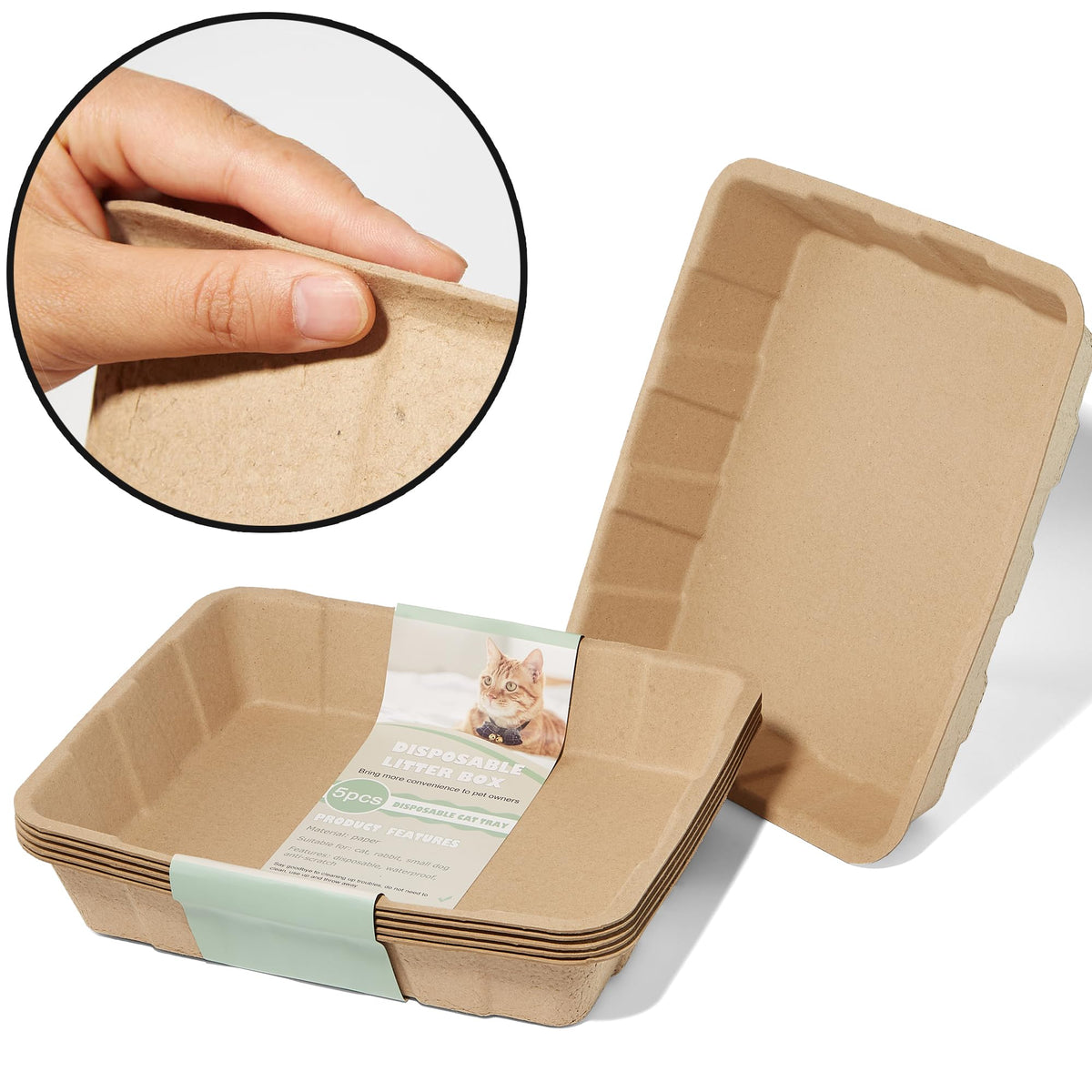 Disposable Cardboard Cat Litter Boxes 5 Pack F1435