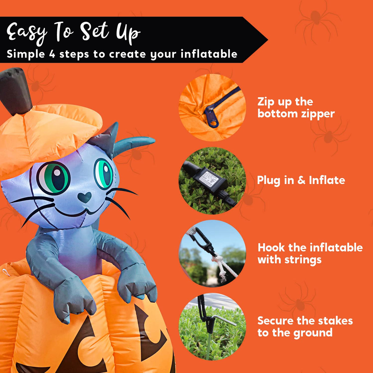 5 FT Animated Pumpkin Inflatable with LEDs T821