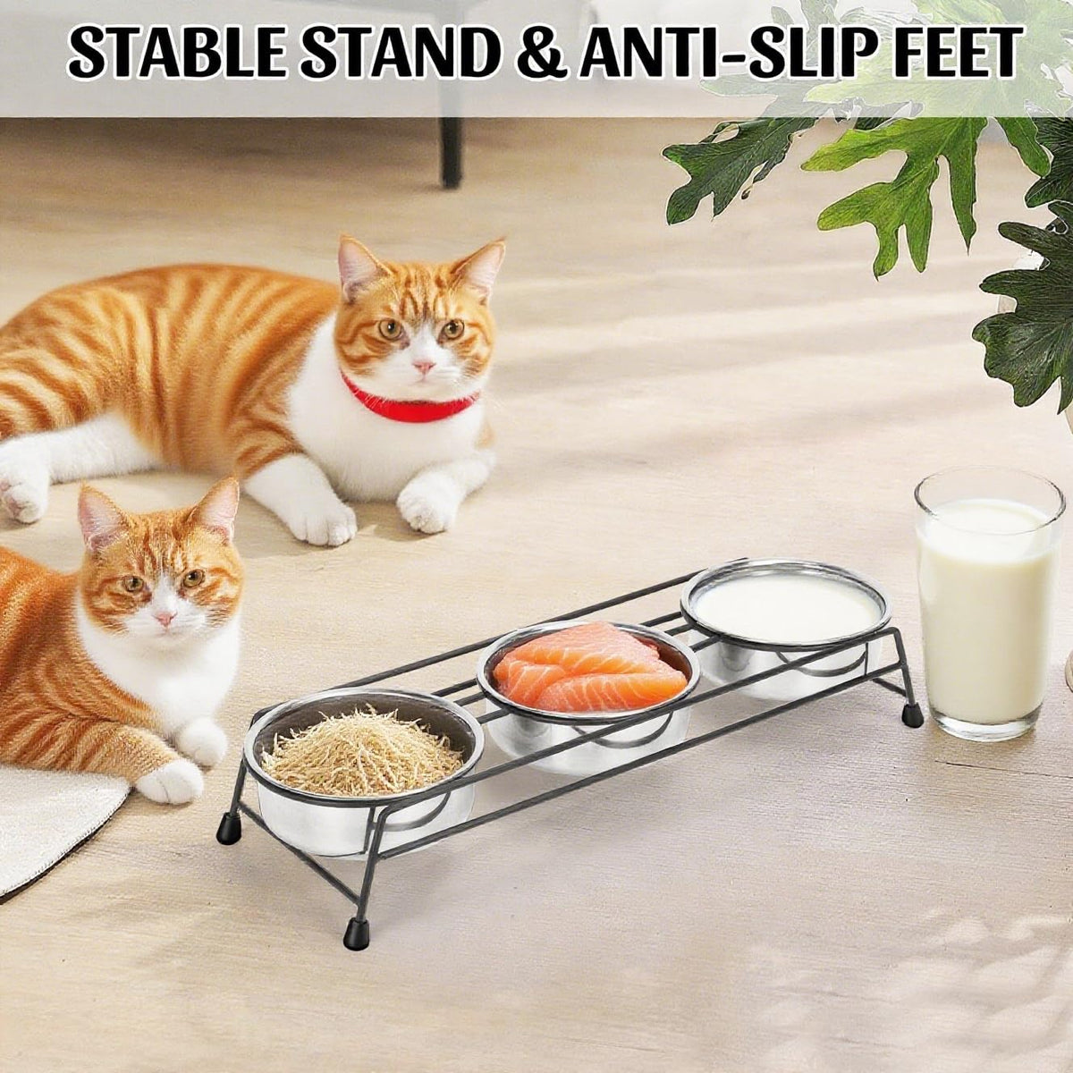 Raised Cat Bowls 3 Stainless Steel A99616
