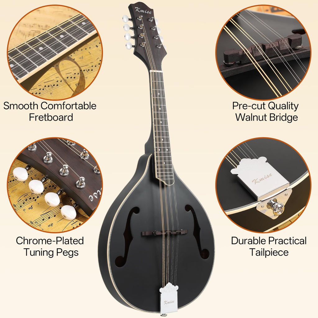 8 String A Style Acoustic Mandolin Kit with Tuner Strap Gig Bag V101