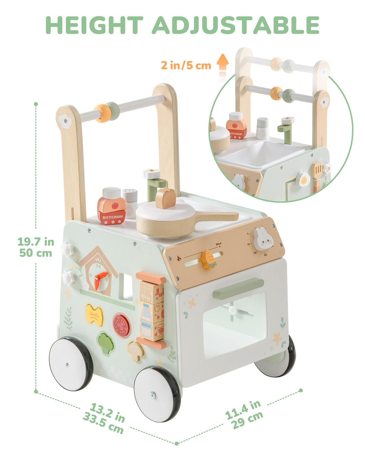 Wooden Baby Push Walker with Decelerator M8840