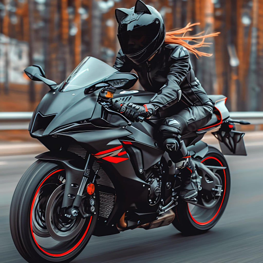 Bluetooth Motorcycle Cat Ear Full Face Helmet DOT Approved O6300