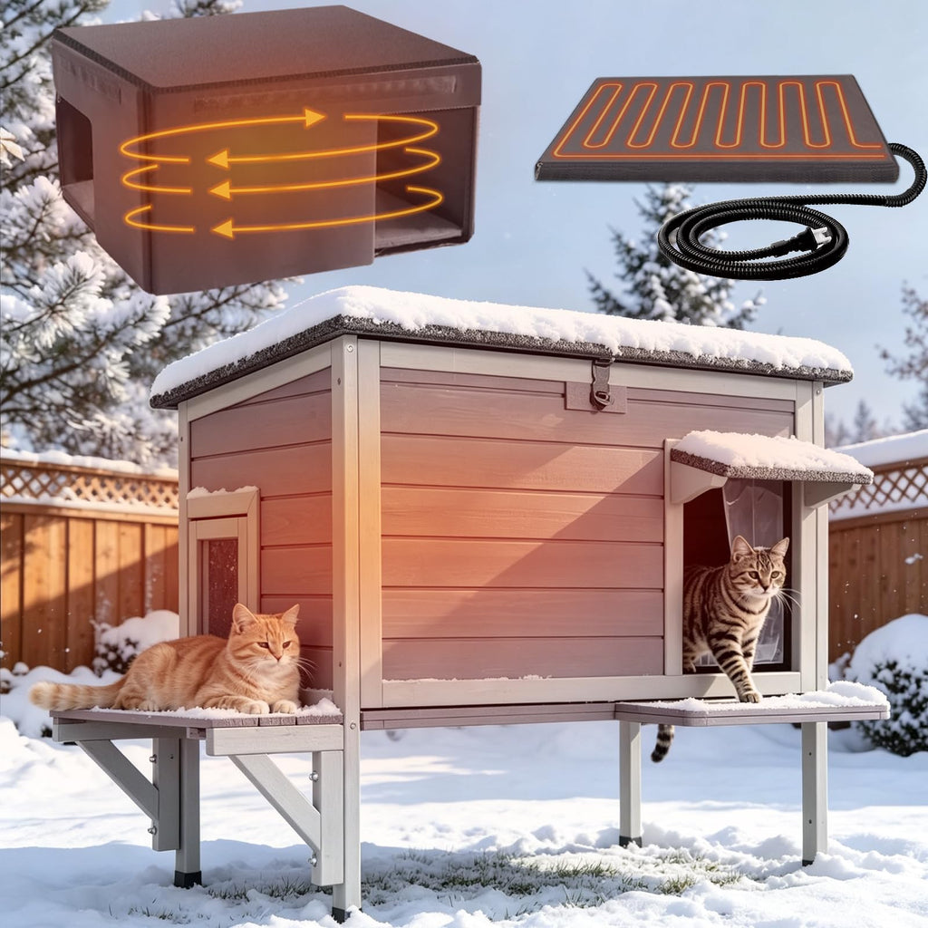 6-Sides Insulated Outdoor Heated Cat House S861023