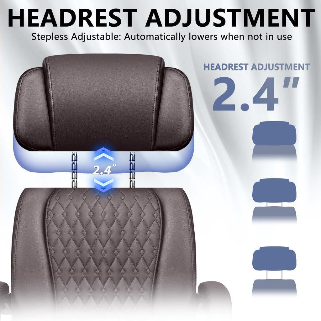 Brown High Back Ergonomic PU Leather Office Chair with Foot-Rest K2076