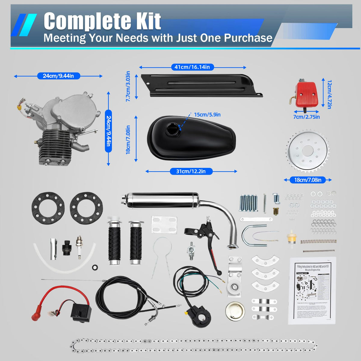 100CC 2-Stroke Air-Cooling Bicycle Engine Kit Z10847