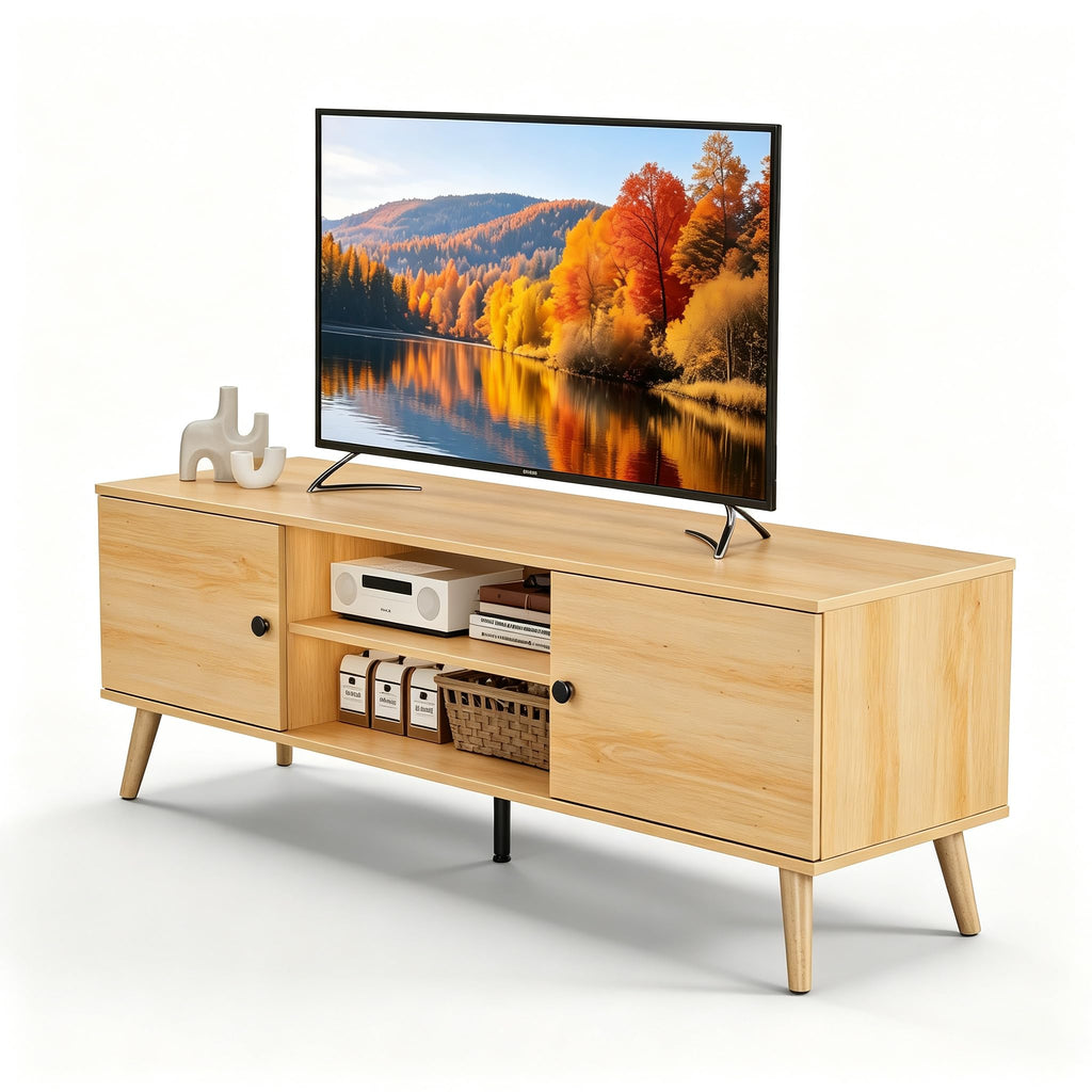 55 60 inch Wood TV Stand with 2 Cabinets H7467