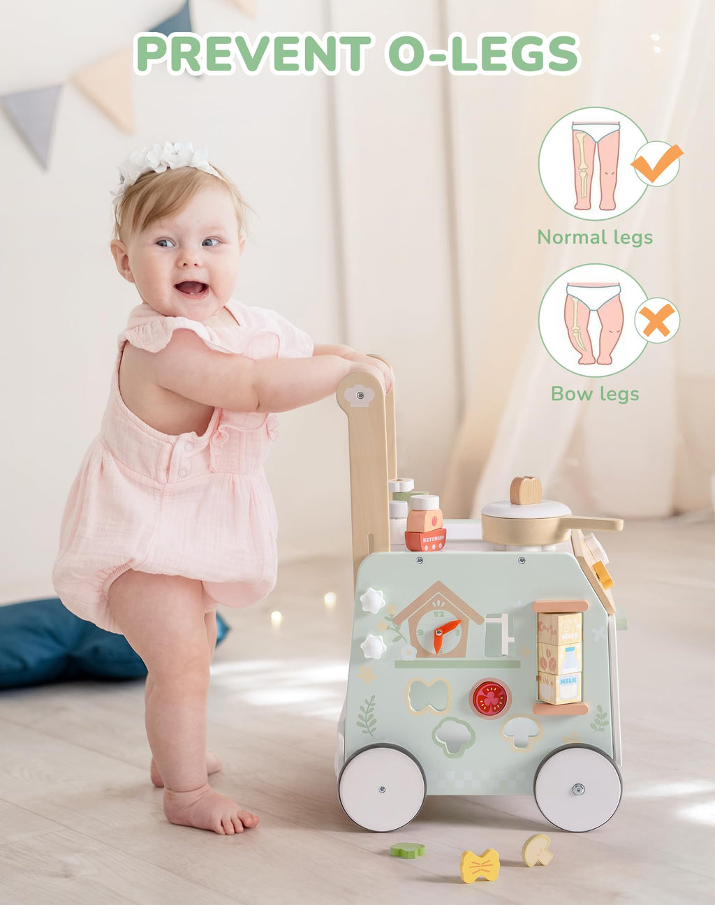 Wooden Baby Push Walker with Decelerator M8840