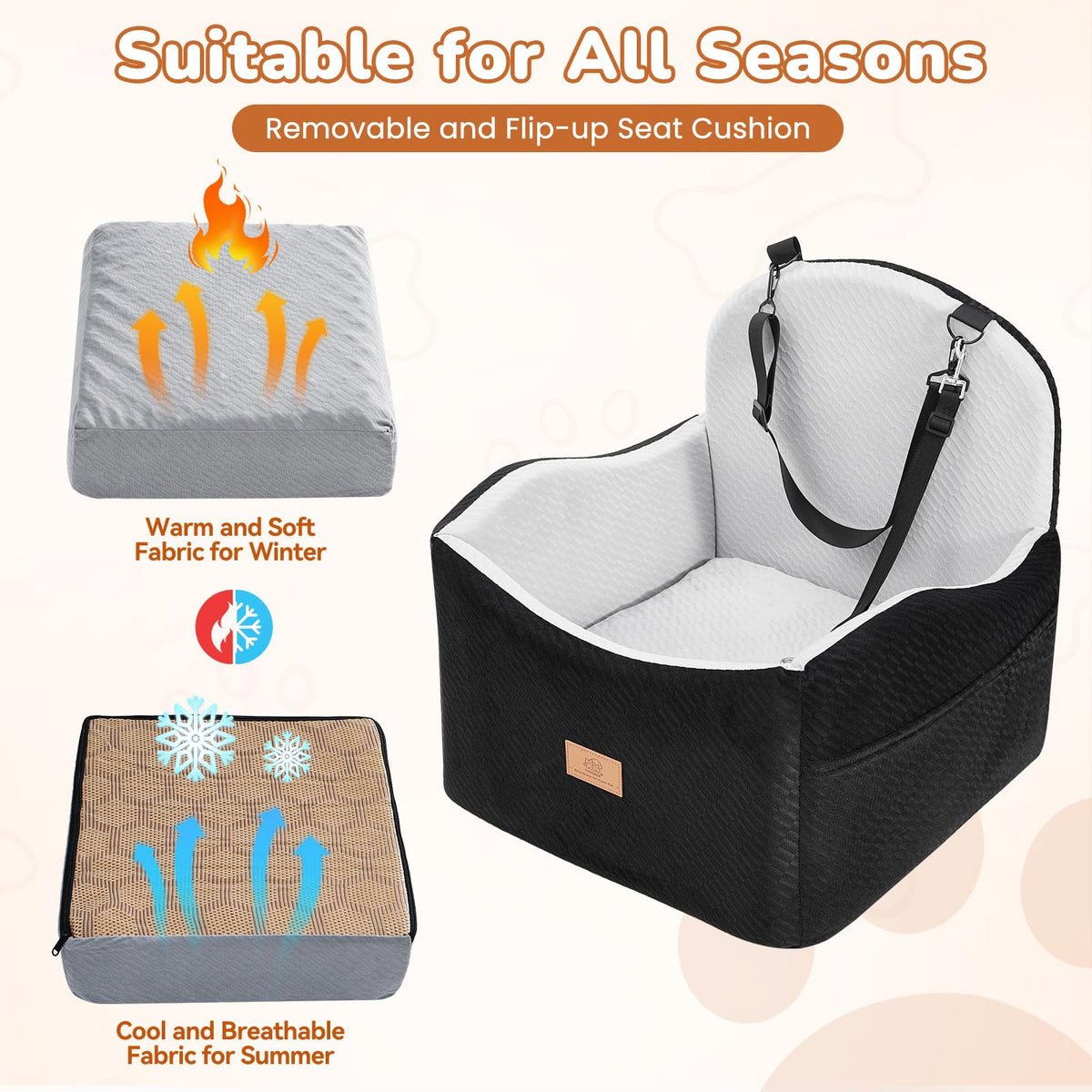 Dog Booster Car Seat for Small Dogs Up to 40lbs with Safety Belt V988