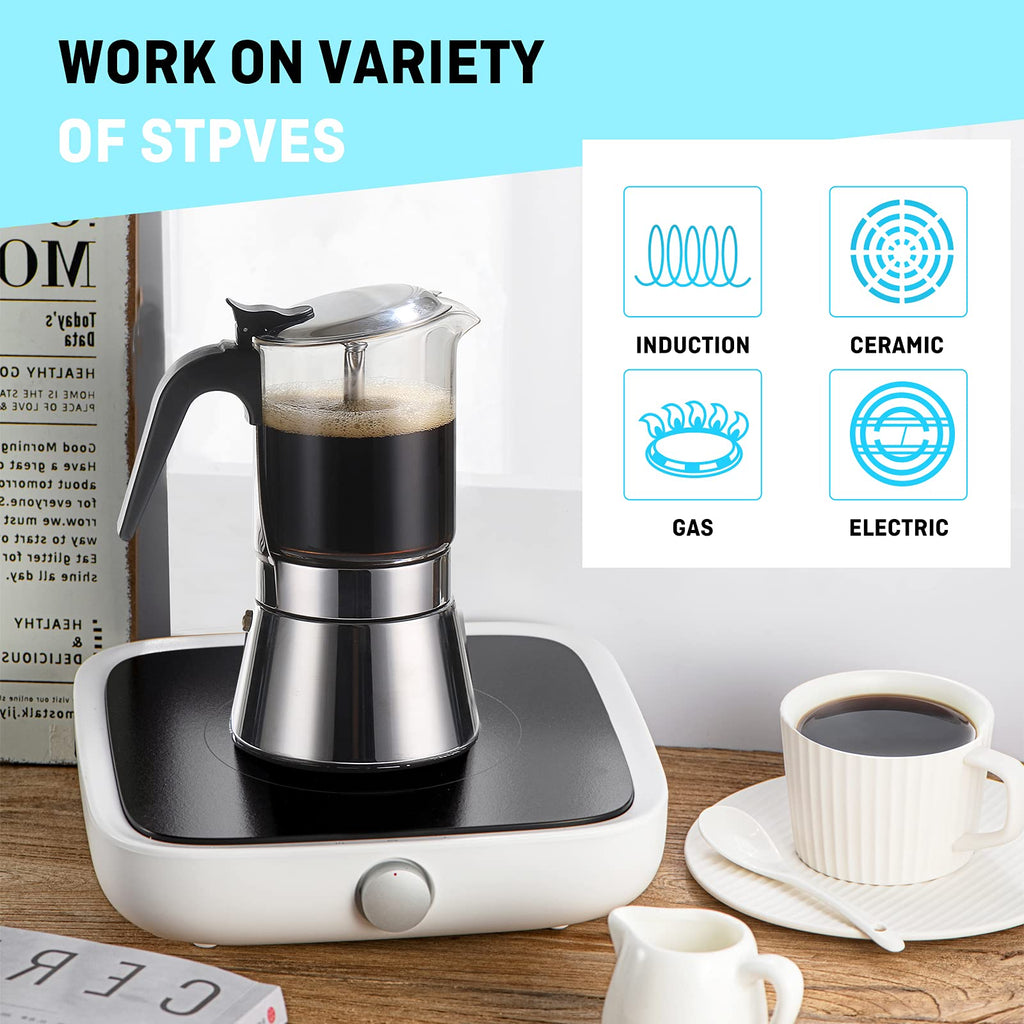 Induction Stovetop Espresso Maker 240ml 6cup F930