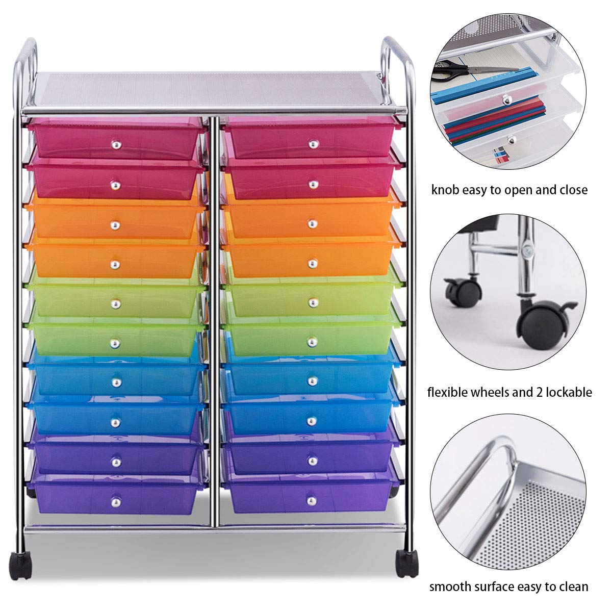 20 Drawer Rolling Storage Cart Organizer K2405