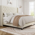 Queen Upholstered Bed Frame with Wingback K52330
