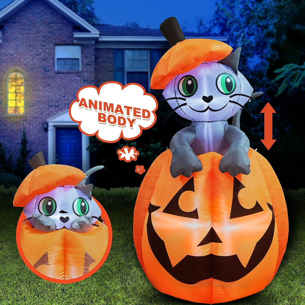 5 FT Animated Pumpkin Inflatable with LEDs T821