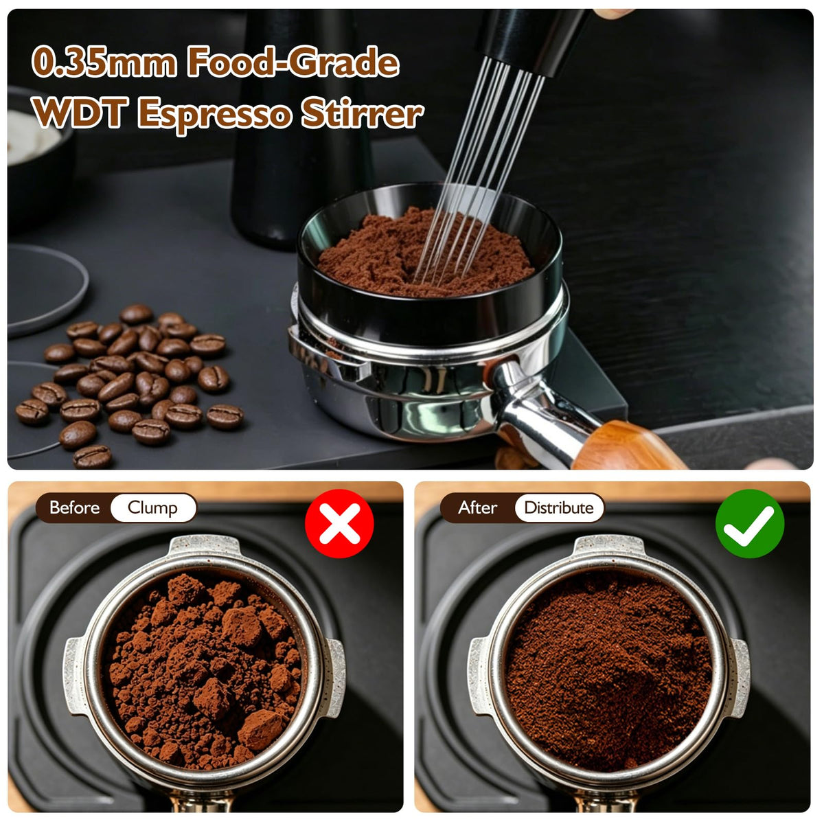 54mm 7Pcs Espresso Accessories Kit with Tamper, WDT Tool, Distributor, Puck Screen and Dosing Funnel F697722