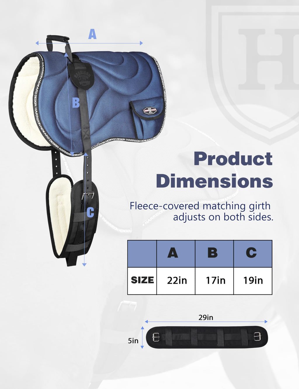 Mesh Bareback Horse Riding Pad with Girth D70962