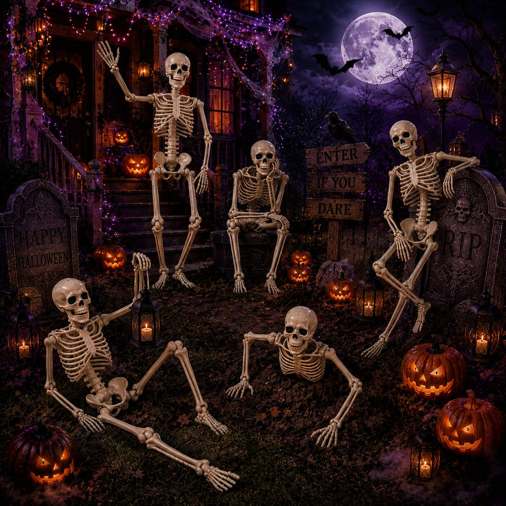 5.4 ft Posable Halloween Skeleton with Movable Joints D339981