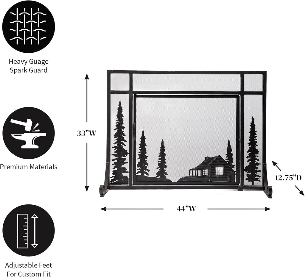 Black Metal Fireplace Screen W4502