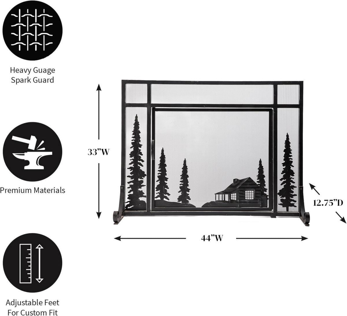 Black Metal Fireplace Screen W4502