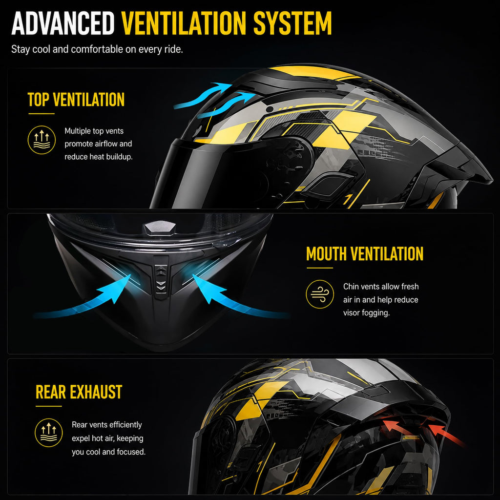 Bluetooth Modular Flip Up DOT Approved Full Face Motorcycle Helmet N193
