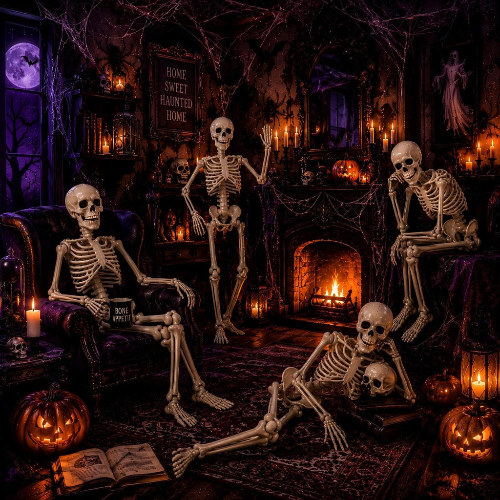 5.4 ft Posable Halloween Skeleton with Movable Joints D339981
