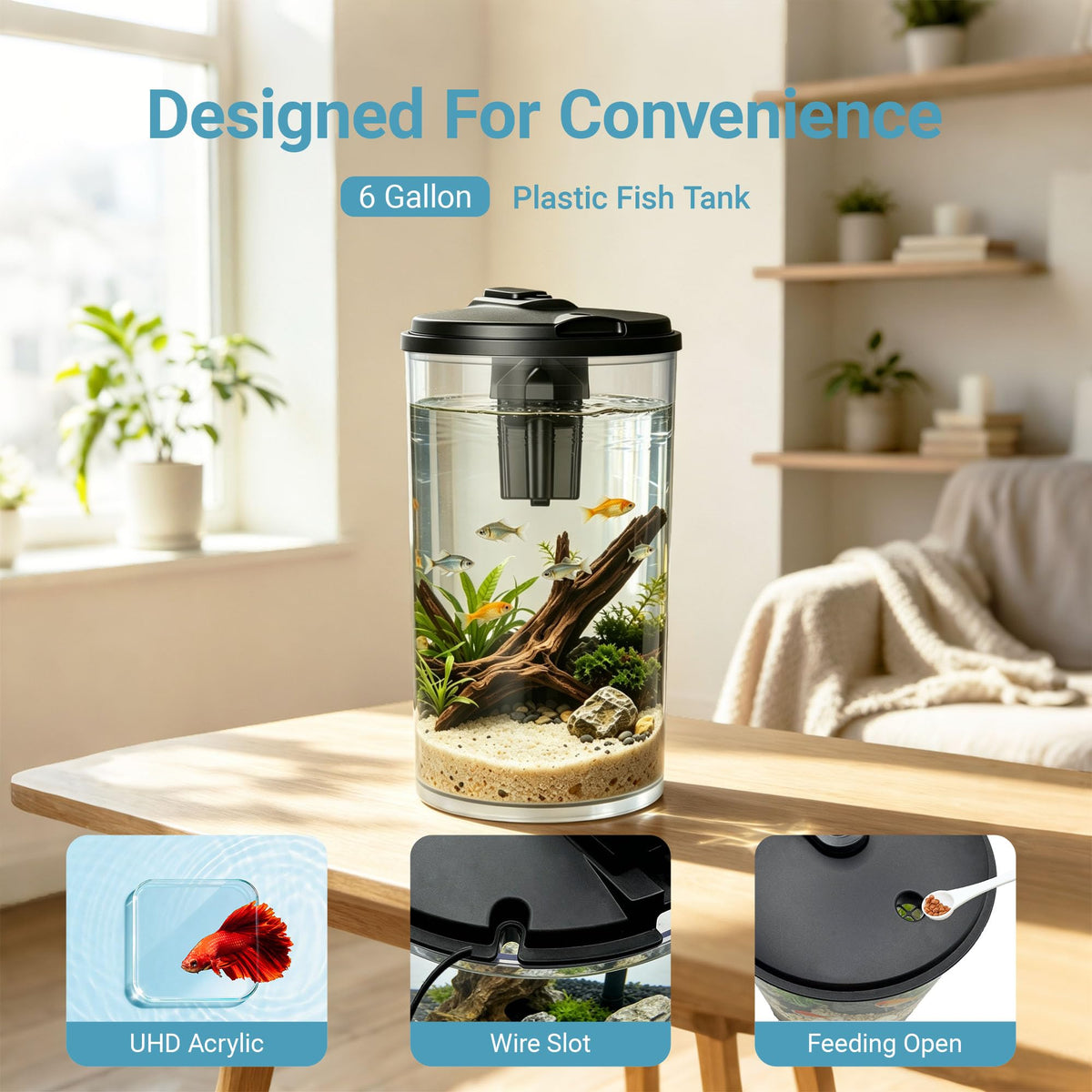 6-Gallon Aquarium Kit with LED Lighting and Power Filter R6948
