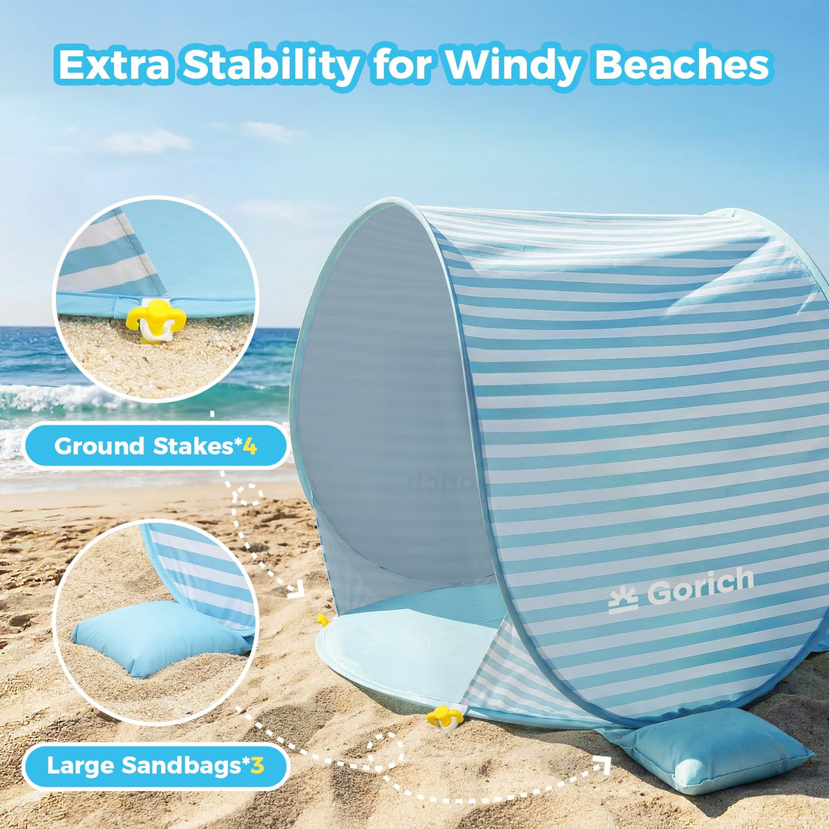 Pop Up Baby Beach Tent with UPF50+ UV Protection C9579
