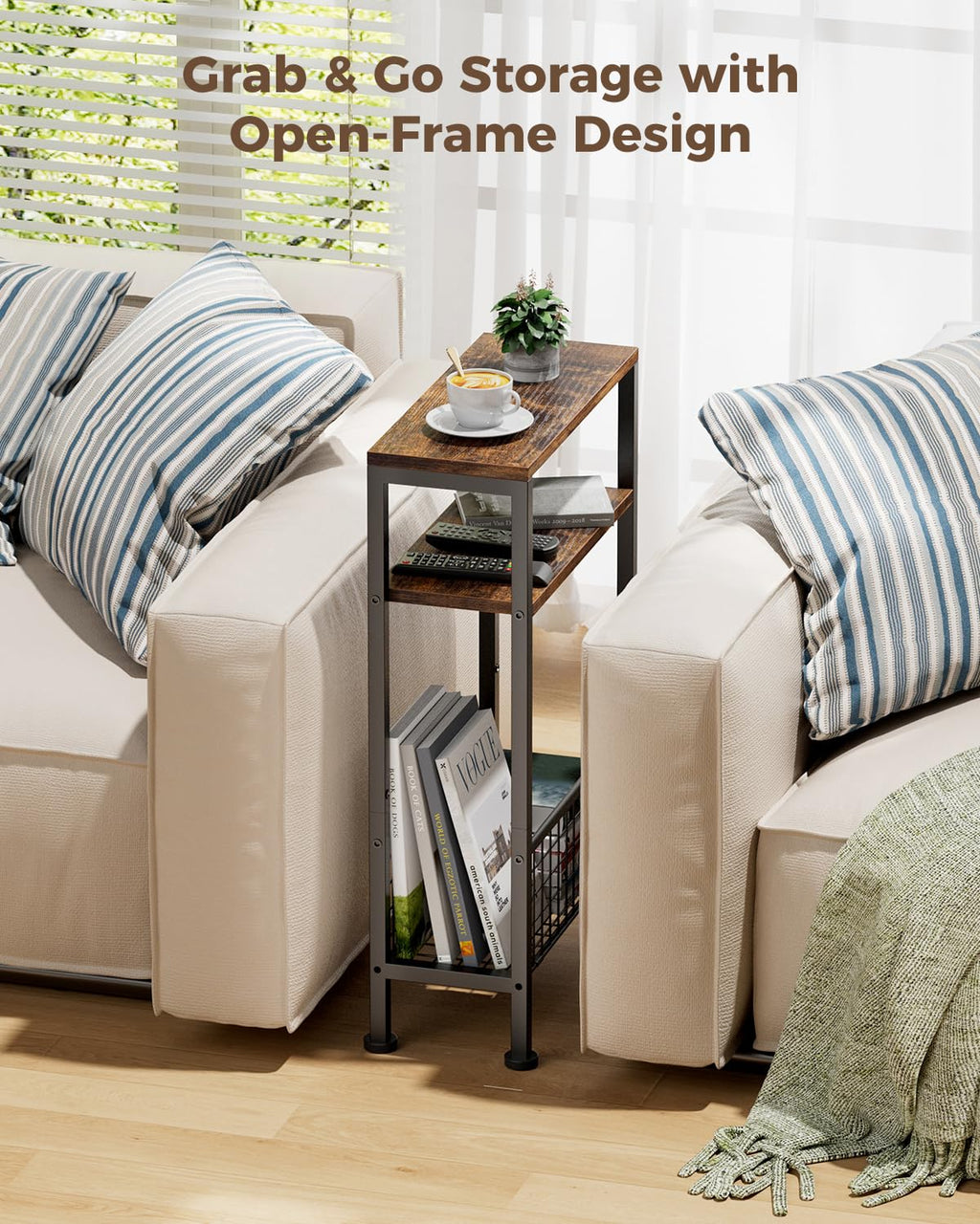 Narrow 3-Tier Wooden Side Table K1410