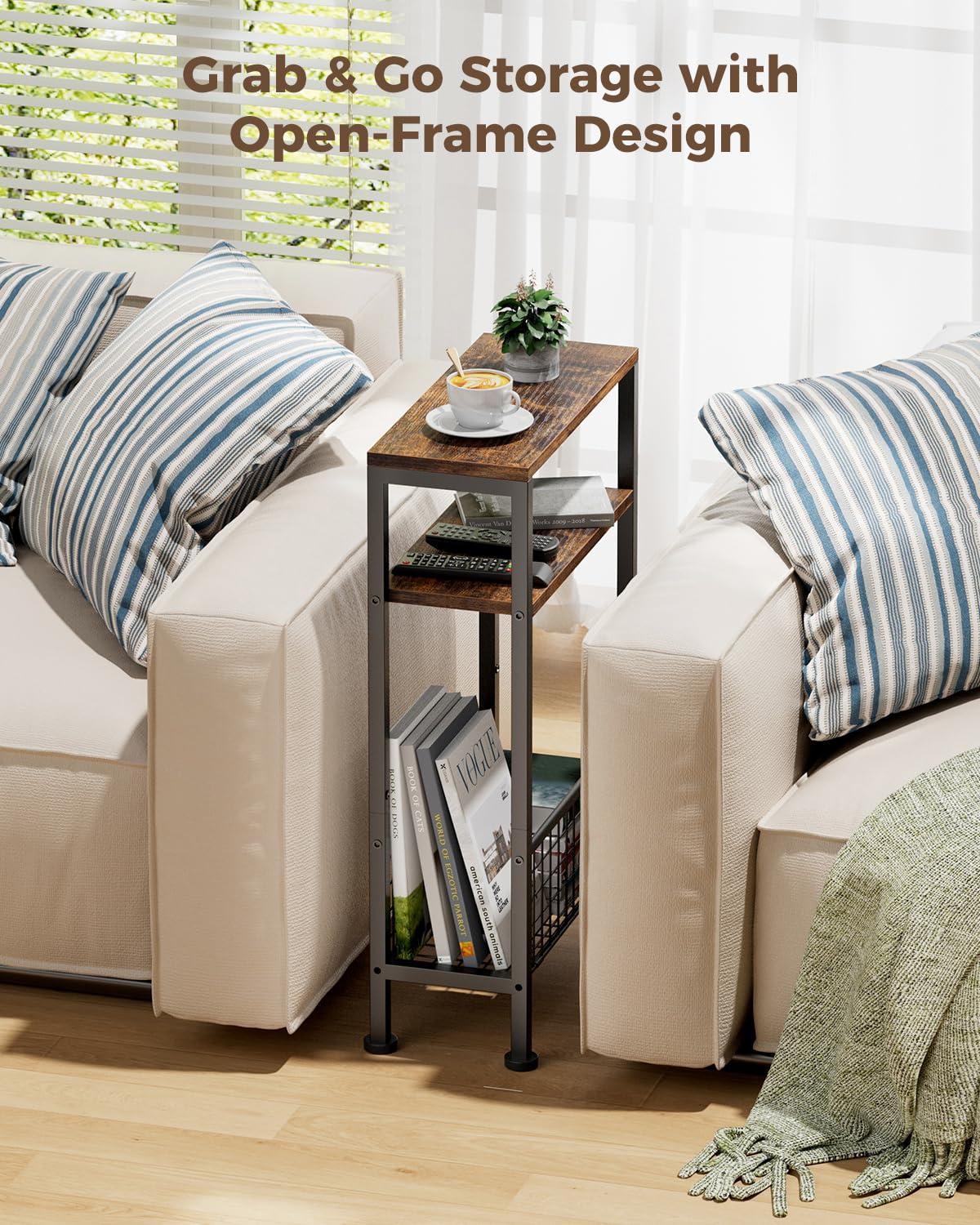 Narrow 3-Tier Wooden Side Table K1410