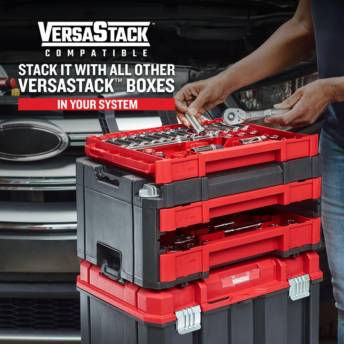 230 Pcs Mechanics Tool Set Socket Wrench Set with Toolbox L872717