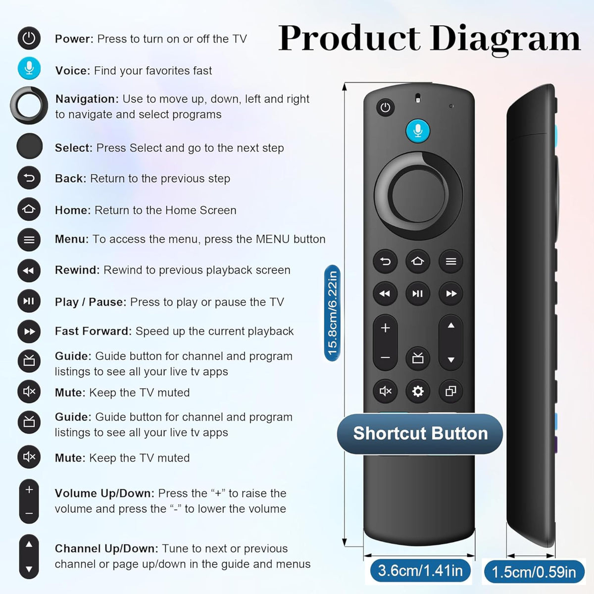 Voice Remote Replacement for Fire TV Stick and Smart TVs X8559