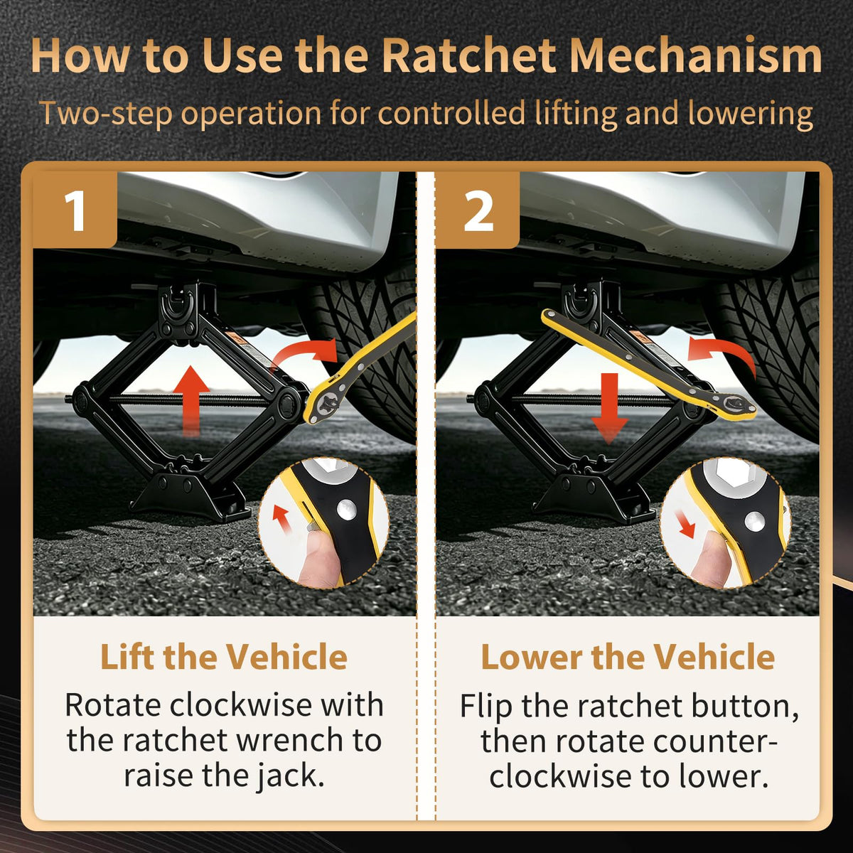 3-Ton Scissor Jack Kit with Ratchet Wrench Q348276