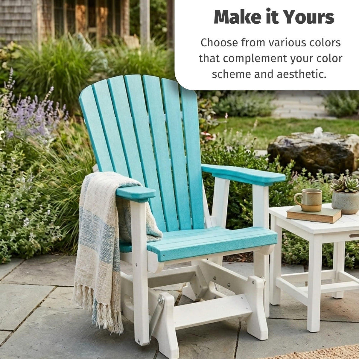 Tudor Brown Cedar Poly Adirondack Glider Outdoor Chair O969243