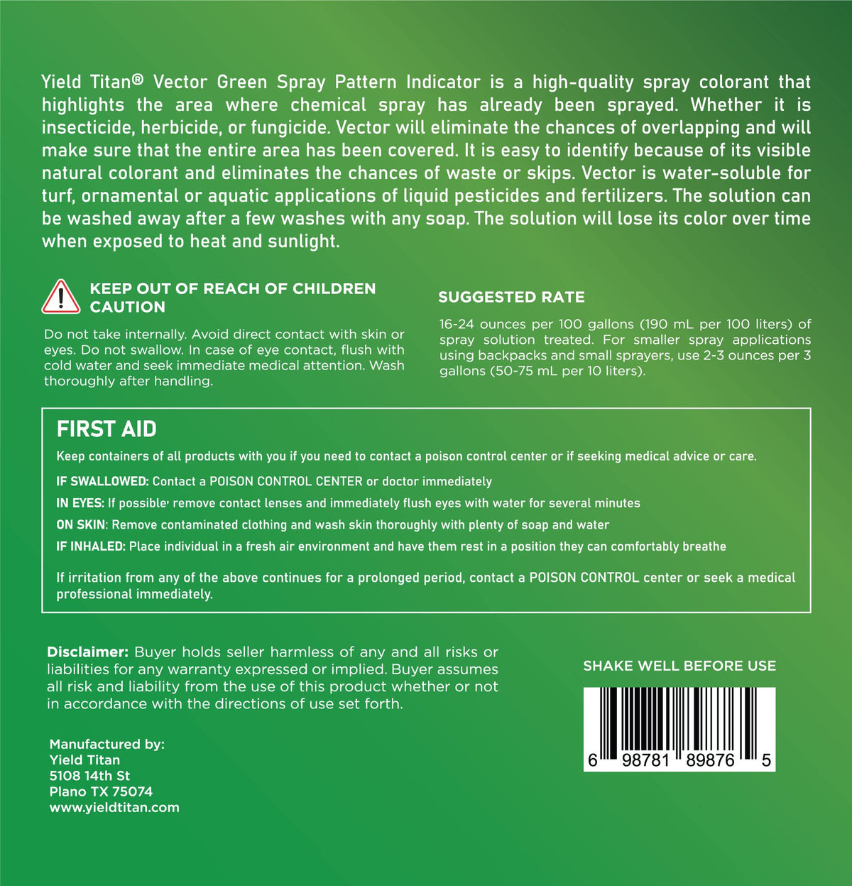 Non-Ionic Surfactant and Spray Pattern Indicator 8oz Each S74316