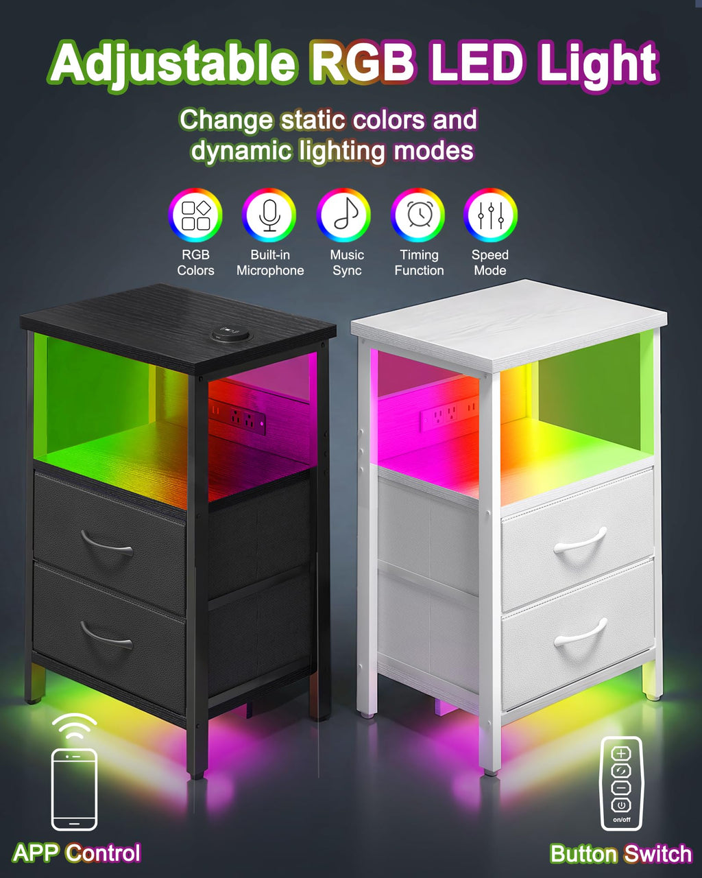 Black Smart Nightstand with Wireless Charging B87776