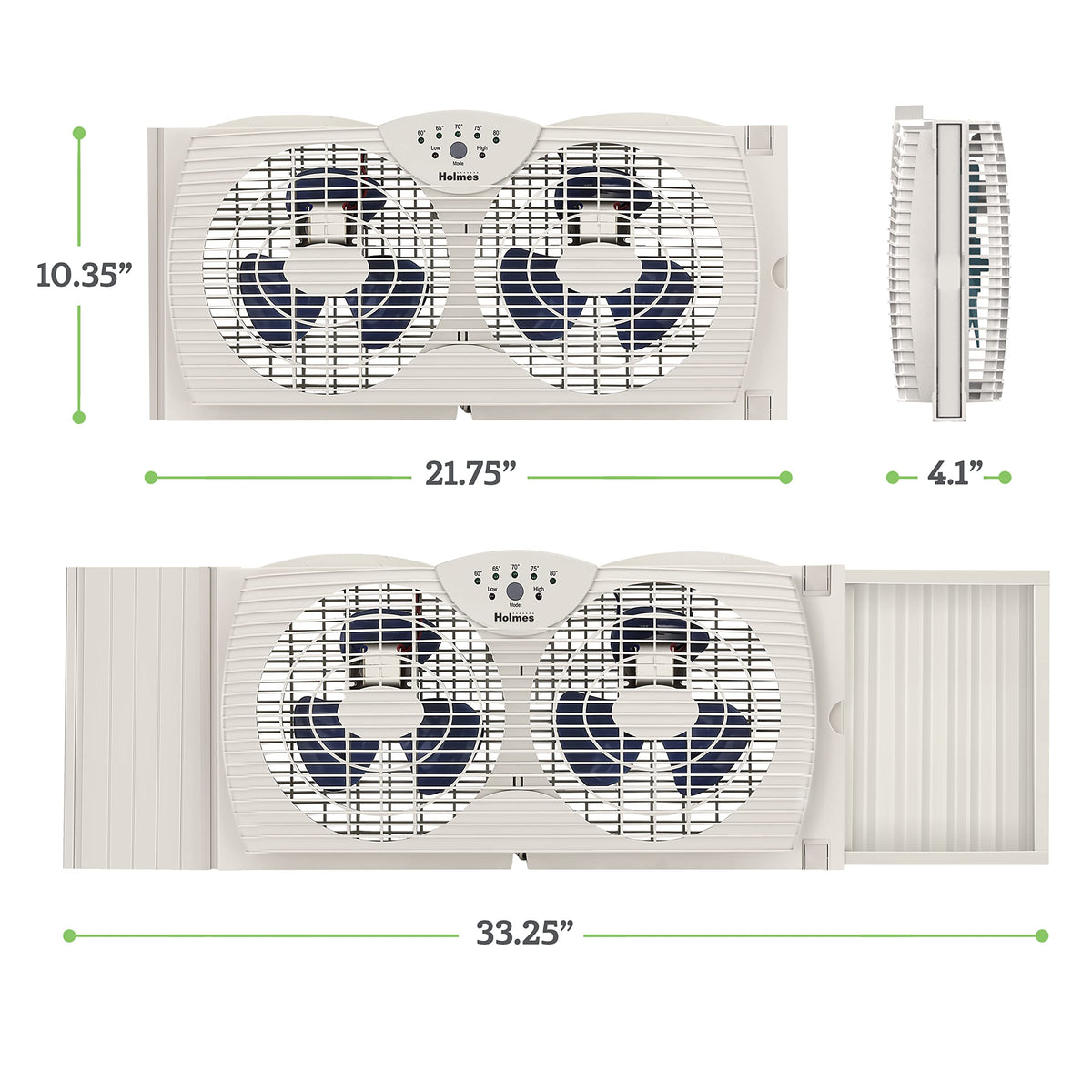 White Dual Blade Digital Window Fan with Programmable Thermostat Control V853474